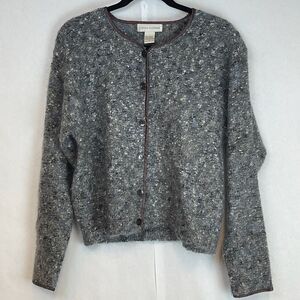 Casual Corner Sweater Women's Medium Gray Blue Button Up Wool Blend‎ Mohair Cozy